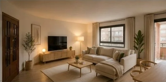 Propuesta de salón amueblado para presentación inmobiliaria